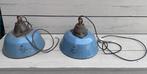 Emaille Industrielampen Lichtblauw Grijs 1960, Ophalen of Verzenden