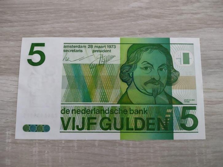 UNC proof / proefserie biljet 5 gulden Vondel 2, 1973, Postzegels en Munten, Bankbiljetten | Nederland, 5 gulden, Ophalen of Verzenden