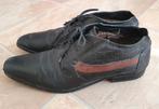 Zwart leren heren schoenen veterschoenen maat 43, Ophalen of Verzenden, Gedragen, Zwart