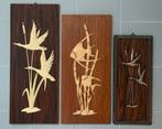 Wandbord teak vissen vintage vogels, Antiek en Kunst, Antiek | Wandborden en Tegels, Ophalen of Verzenden