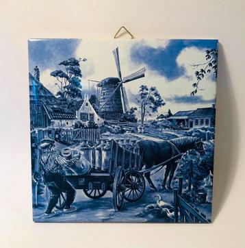 Hollands tegeltje, 15 x 15 cm, boer, paard en wagen beschikbaar voor biedingen