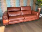 Cognac leren 3zits electrische bank, Huis en Inrichting, Banken | Bankstellen, Ophalen, Gebruikt, Minder dan 75 cm, Past in elk interieur