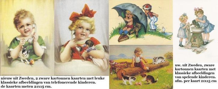 hele mooie set van 5 kaarten, 21x15 cm. spelende kinderen, Verzamelen, Ansichtkaarten | Themakaarten, Ongelopen, 1980 tot heden