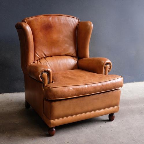 Mooie Engelse oorfauteuil, Huis en Inrichting, Fauteuils, Zo goed als nieuw, Leer, 50 tot 75 cm, Minder dan 75 cm, Ophalen
