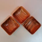 3x vintage teak houten schaaltjes 70s, Huis en Inrichting, Woonaccessoires | Schalen en Manden, Schaal, Vierkant, Ophalen of Verzenden
