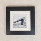 Ets Station Rotterdam Centraal 10x10 cm, inclusief lijst, Antiek en Kunst, Kunst | Etsen en Gravures, Ophalen of Verzenden