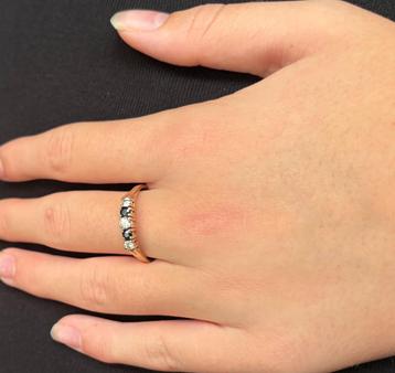 Diamanten saffier 14k gouden fraaie rij dames ring luxe beschikbaar voor biedingen