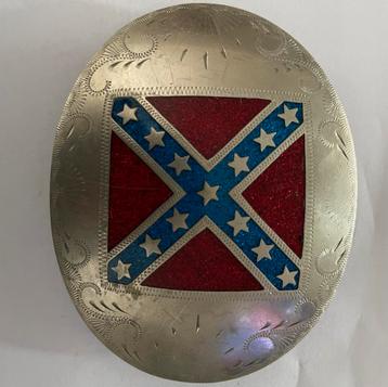 Zeldzame zilveren buckel met confederatie vlag! beschikbaar voor biedingen