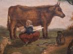 Antiek 18e eeuws schilderij - Boerderijtafereel, Antiek en Kunst, Ophalen of Verzenden