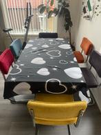 Glazen Eettafel met 6 Stoelen, Ophalen of Verzenden, Gebruikt