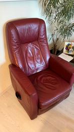 Relax stoel leer Bordeaux rood, Huis en Inrichting, Fauteuils, Gebruikt, Leer, Ophalen of Verzenden