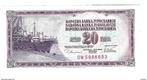 yugoslavia 20 dinara 1978 88a unc, Postzegels en Munten, Bankbiljetten | Europa | Niet-Eurobiljetten, Verzenden, Joegoslavië, Los biljet