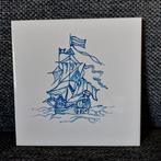 Vintage Tegel met Schip - Royal Mosa Holland, Antiek en Kunst, Antiek | Wandborden en Tegels, Ophalen of Verzenden