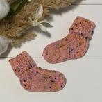 Hand gebreide wollen babysokjes 'Pink Tweed' (Kraamcadeau), Kinderen en Baby's, Babykleding | Schoentjes en Sokjes, Ophalen of Verzenden