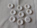 witte platte knopen, kunststof, 9 stuks, ø 22mm., Verzenden, Zo goed als nieuw, Knoop of Knopen