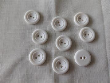 witte platte knopen, kunststof, 9 stuks, ø 22mm. beschikbaar voor biedingen