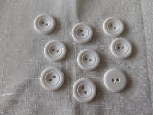 witte platte knopen, kunststof, 9 stuks, ø 22mm., Hobby en Vrije tijd, Naaien en Fournituren, Zo goed als nieuw, Knoop of Knopen
