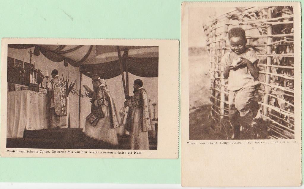Teteringen (?) Congo Belgie 2x kaart Missiën van Scheut-, Verzamelen, Ansichtkaarten | Nederland, Verzenden, Voor 1920, Ongelopen