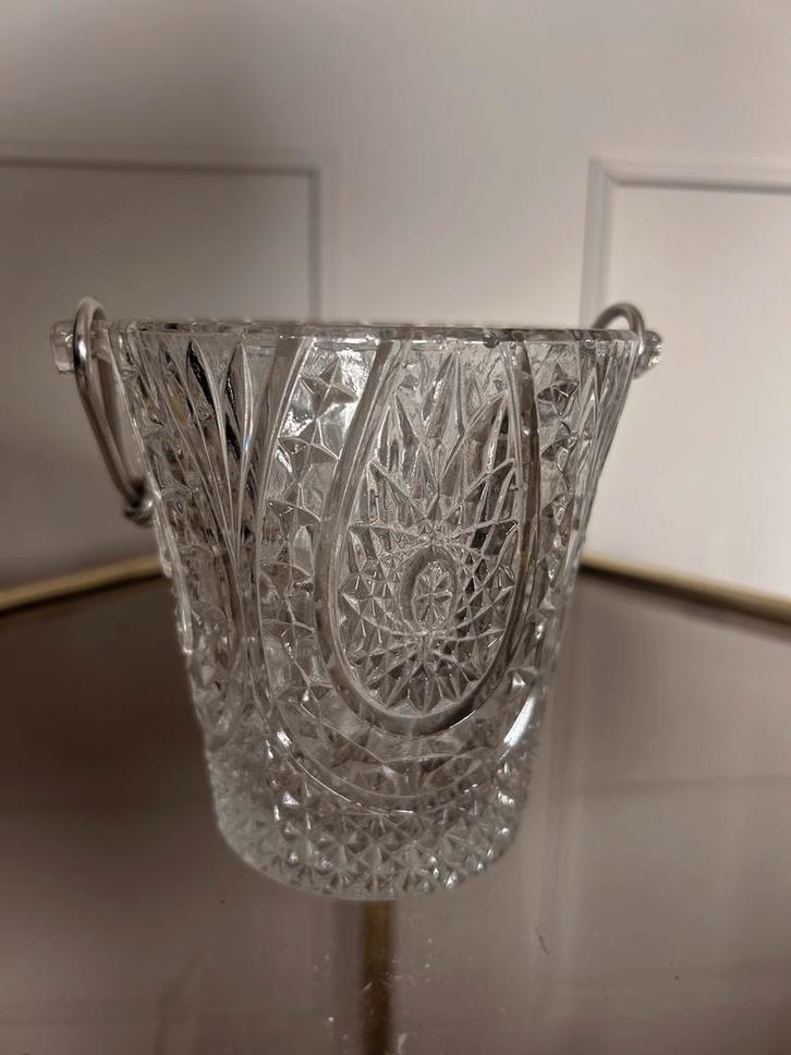 Vintage IJsemmer met Zilverkleurig Hengsel, Antiek en Kunst, Antiek | Glas en Kristal, Ophalen of Verzenden