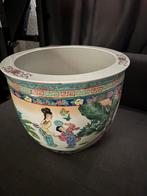 Vintage grote cachepot Chinese famille Rose plantenbak, Rond, Ophalen of Verzenden, Zo goed als nieuw, Minder dan 25 cm