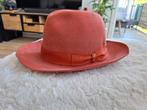 Borsalino koraal rode Hoed - Wool Cashmere, 55 cm (S, 6⅞ inch) of minder, Hoed, Zo goed als nieuw, Borsalino