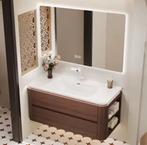 Nieuwe badkamermeubel 90cm walnoot met Led met smart spiegel, Zo goed als nieuw, Minder dan 100 cm, Wastafelkast, 25 tot 50 cm