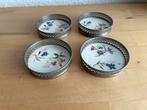 Vier vintage onderzetters met bloemmotief - 7 cm, Ophalen of Verzenden