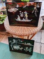 Chinese lak panelen met parelmoer schelpen inleg, Antiek en Kunst, Ophalen of Verzenden