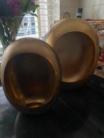 Goudkleurige egg windlichten 2x, Huis en Inrichting, Woonaccessoires | Kandelaars en Kaarsen, Ophalen, Zo goed als nieuw, Minder dan 25 cm