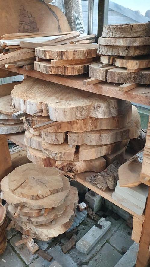 Boomstamschijven schaaldelen boomplank plak eiken acacia, Tuin en Terras, Palen, Balken en Planken, Zo goed als nieuw, Balken