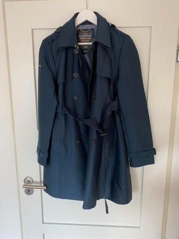 Superdry trenchcoat maat L kleur midnight blue beschikbaar voor biedingen