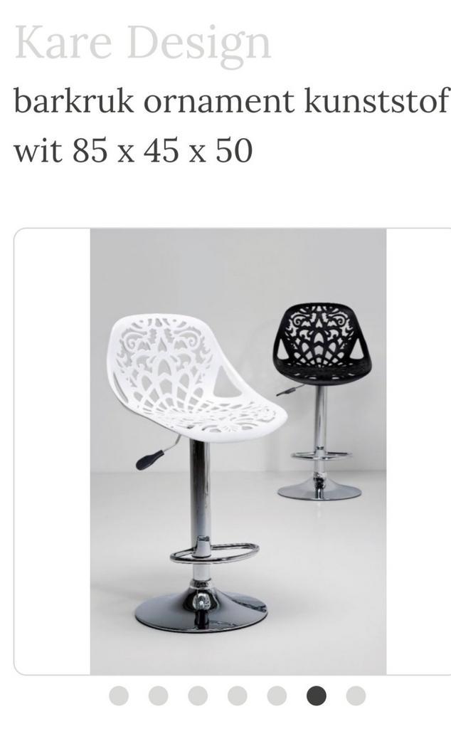 Kare Design 2 witte moderne barkruk barstoel, Huis en Inrichting, Barkrukken, Zo goed als nieuw, 60 tot 90 cm, Kunststof, 2 krukken