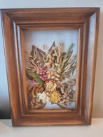 Vintage droogbloemen kunst in houten lijst, Ophalen of Verzenden, Zo goed als nieuw