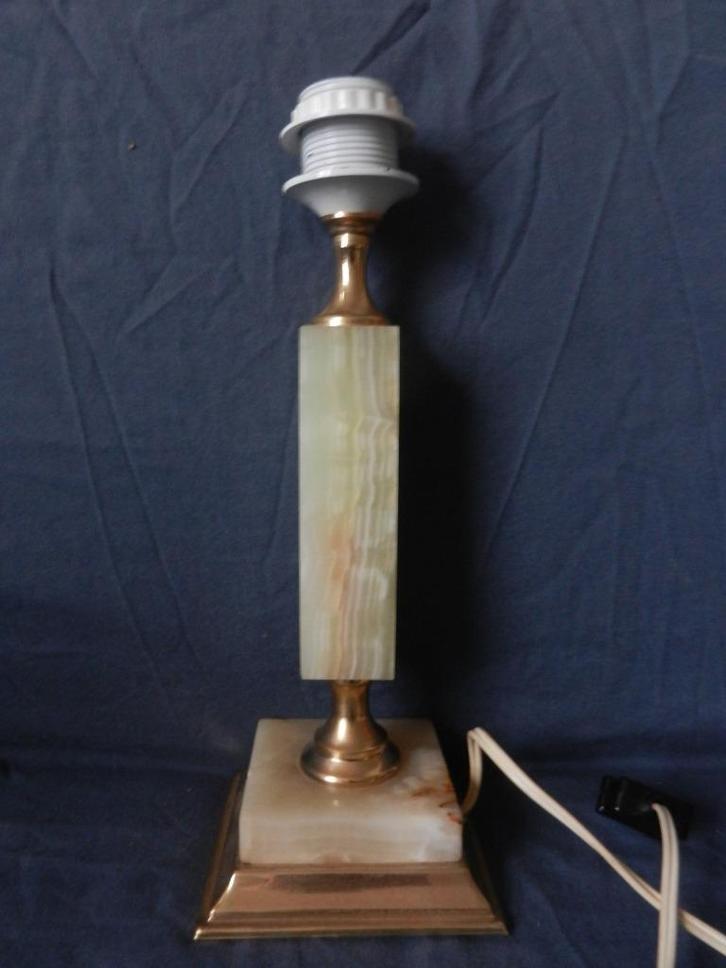 Lampvoet van onyx en verguld koper Italië ca 1970 h 33,4 cm, Antiek en Kunst, Antiek | Lampen, Ophalen of Verzenden