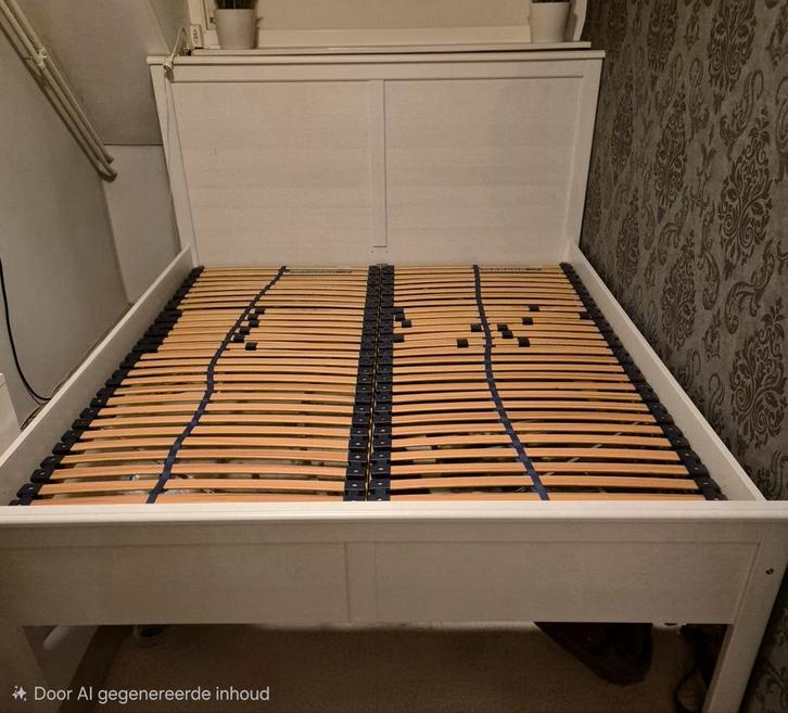 Ikea Bedframe 160x200, Huis en Inrichting, Slaapkamer | Bedden, Gebruikt, Tweepersoons, 160 cm, 200 cm, Hout, Wit, Ophalen
