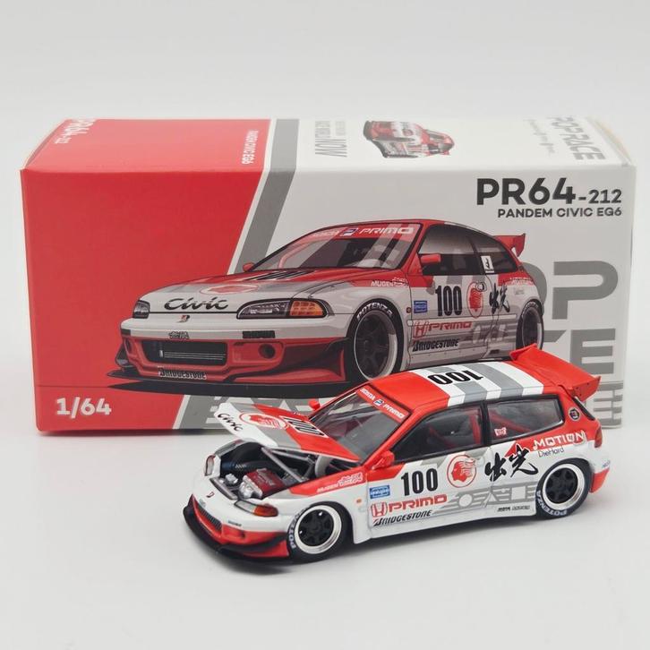 Pop Race Pandem Civic EG6 1/64, Hobby en Vrije tijd, Modelauto's | Overige schalen, Nieuw, Auto, Ophalen of Verzenden