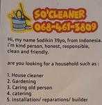 Schoonmaakster Gezocht, Variabele uren, Vanaf 3 jaar, Overige vormen