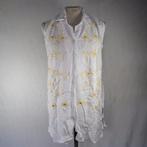 Mooie lange witte blouse.Geel versierd.Mt L.Merk Alma Mater, Kleding | Dames, ., Geel, Maat 42/44 (L), Ophalen of Verzenden
