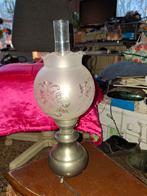 Oude elektrische olielamp met glazen kap, Antiek en Kunst, Ophalen of Verzenden