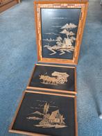 Vintage Aziatische Wanddecoratie - 3 Stuks, Antiek en Kunst, Kunst | Niet-Westerse kunst, Ophalen of Verzenden