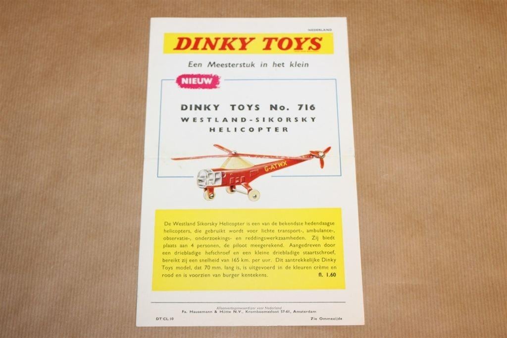 Zeldzame Dinky Toys folder - Sikorsky Helicopter 1960, Ophalen of Verzenden