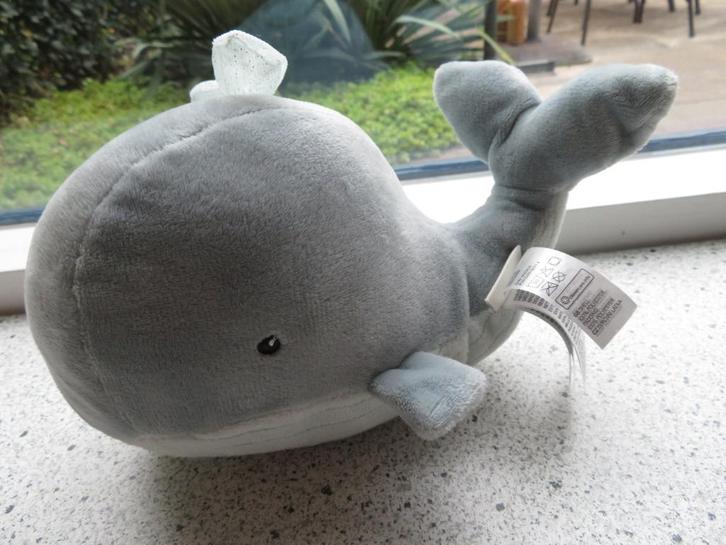 Walvis van H & M HM H&M Home grijs velours, Kinderen en Baby's, Speelgoed | Knuffels en Pluche, Zo goed als nieuw, Overige typen