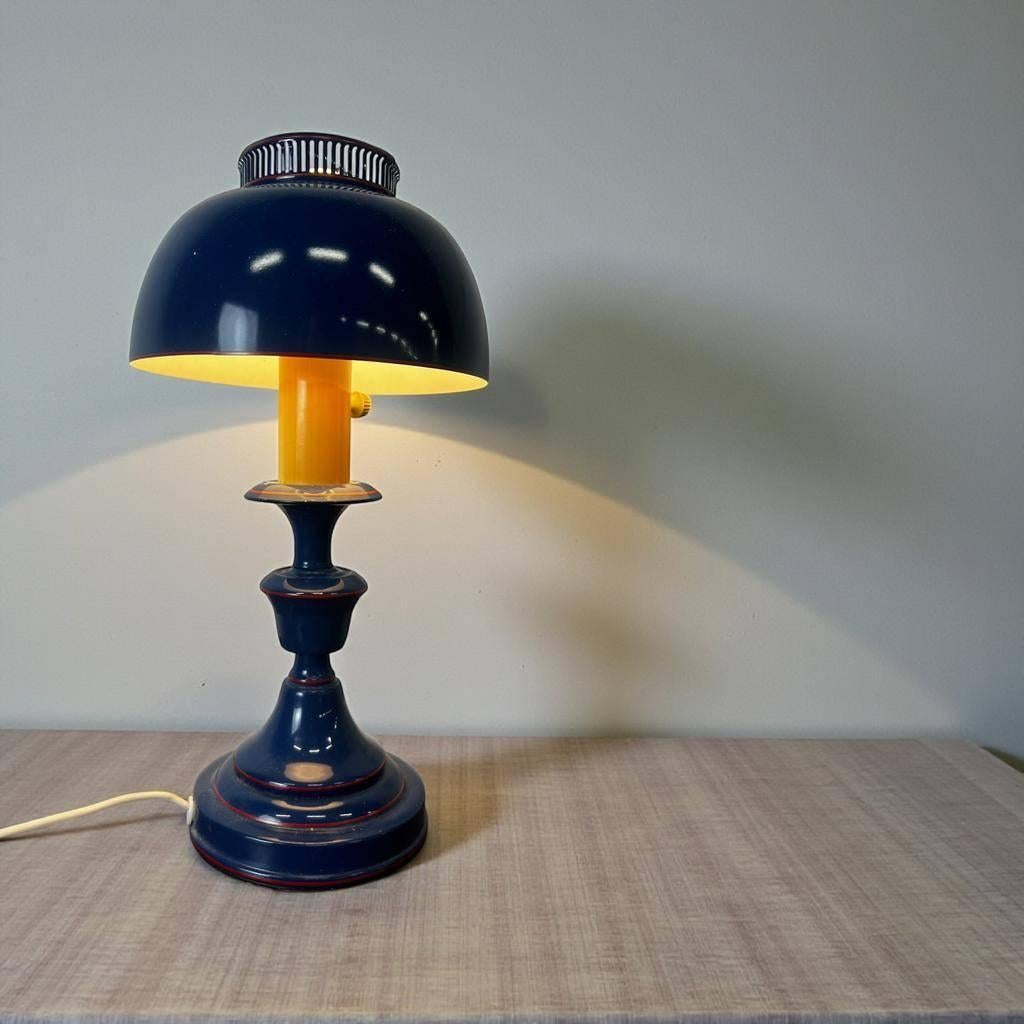 Vintage blauwe mini tafellamp / desk lamp, Ophalen