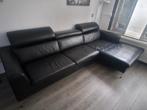 Zwart leren hoekbank 300cmx165cm, Huis en Inrichting, Ophalen of Verzenden, Gebruikt