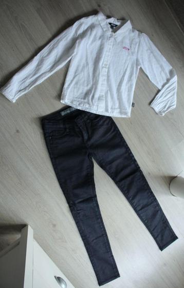 witte juliette blouse en Geisha glans broek blauw maat 140 beschikbaar voor biedingen