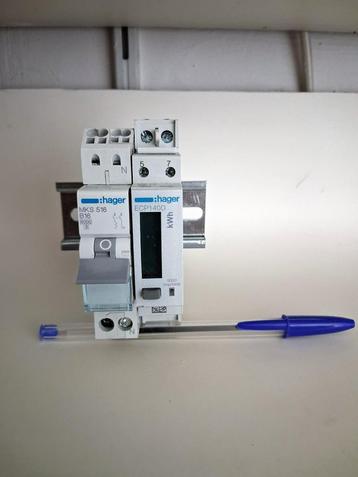 HAGER Automaat MKS 516 B16 en KwH meter ECP 140D beschikbaar voor biedingen