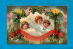 Leuke oude kerstkaar/relié N359 - met kinder kerstengeltjes, Verzamelen, Verzenden, Voor 1920, Ongelopen, Kinderen