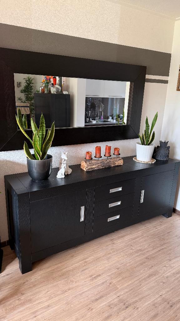 Goossens Dressoir ‘Reality’ +  Spiegel – zware kwaliteit, Huis en Inrichting, Kasten | Dressoirs, Zo goed als nieuw, 200 cm of meer