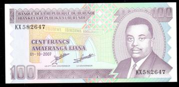 Bankbiljet - Burundi 100 Francs 2007 - UNC. beschikbaar voor biedingen