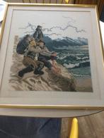 Borduurschilderiij 55/60 incl goud lijst, Antiek en Kunst, Kunst | Etsen en Gravures, Ophalen of Verzenden